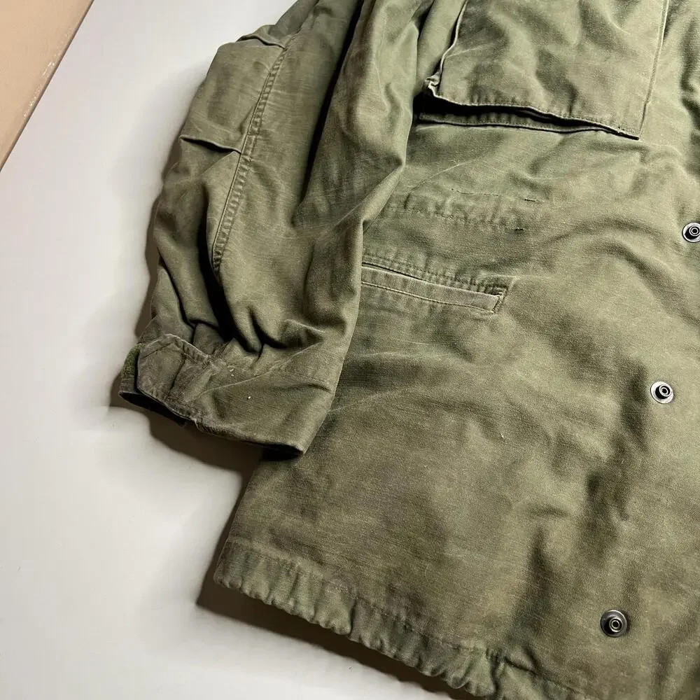 80s m65 Vintage Military Jacket Mens Medium Green Army Field Zip Lined‎ Pockets